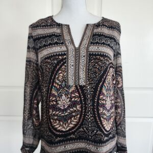 Daniel Rainn Black and Brown Patterned Blouse